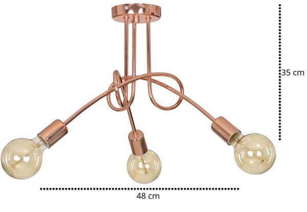 Moderne pendel Edison LOFT kobber 3x60W