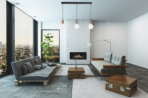 Modern KROM KOPPAR HÄNGLAMPA edison 3 x60W