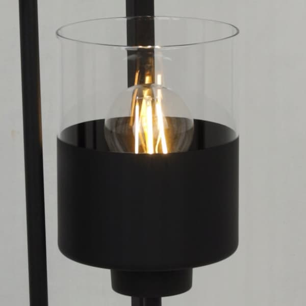 GOLVLAMPA STÅENDE METALL LAMPSKÄRM SVART 130 CM
