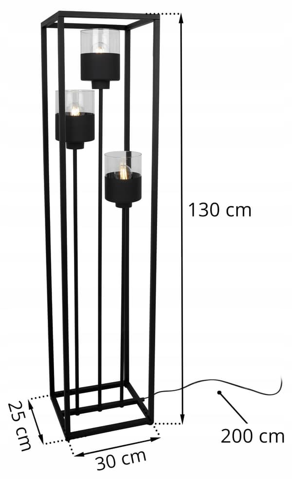 GOLVLAMPA STÅENDE METALL LAMPSKÄRM SVART 130 CM