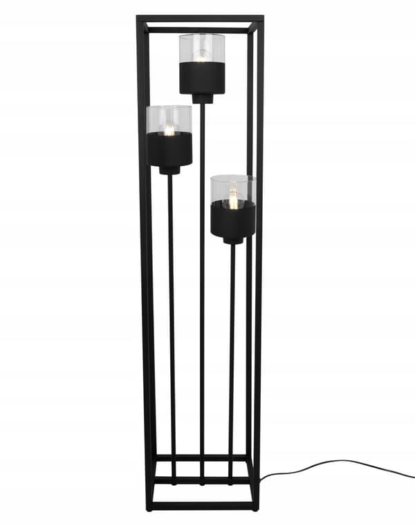GOLVLAMPA STÅENDE METALL LAMPSKÄRM SVART 130 CM