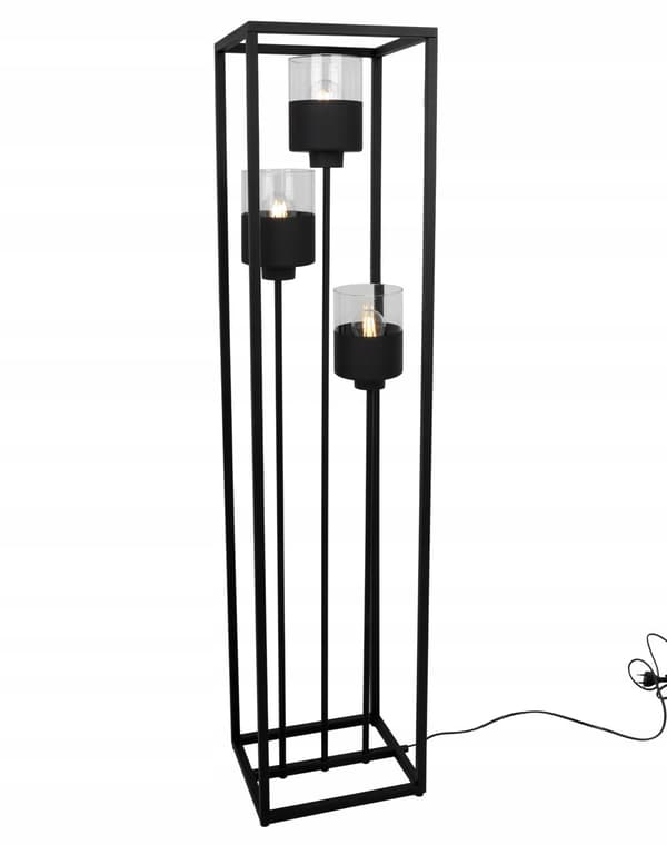 GOLVLAMPA STÅENDE METALL LAMPSKÄRM SVART 130 CM