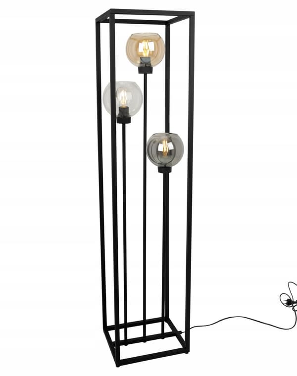GULVLAMPE STÅENDE METAL LAMPESKÆRM SORT 130 CM