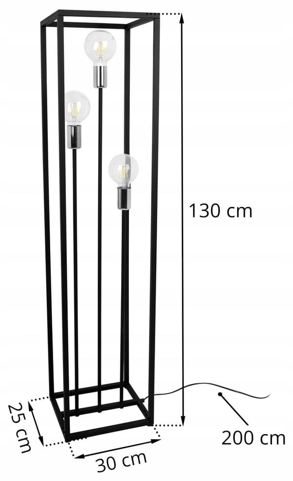 GOLVLAMPA STÅENDE METALL SVART 130 CM