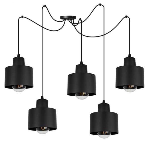 MODERNE LOFT HÆNGELAMPE SORT LED LAMPE Skærm