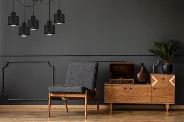 MODERNE LOFT HÆNGELAMPE SORT LED LAMPE Skærm