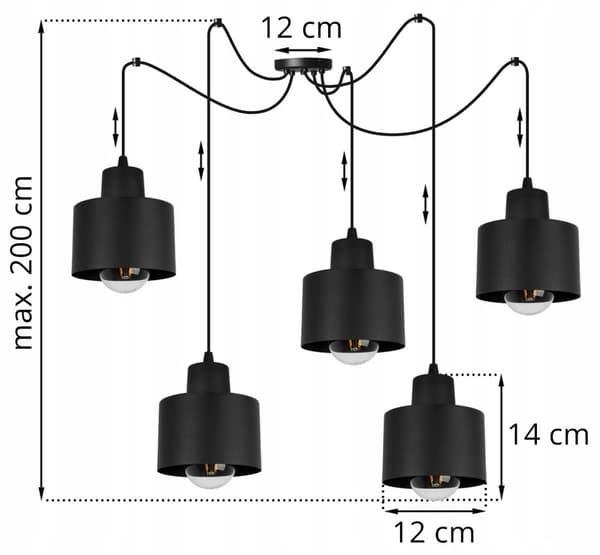 MODERNE LOFT HÆNGELAMPE SORT LED LAMPE Skærm