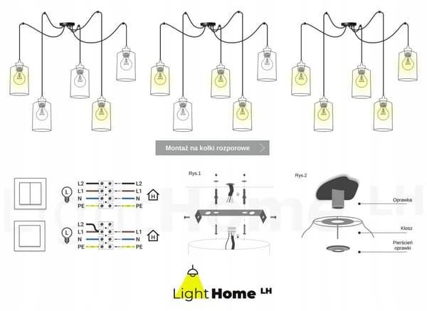 MODERNE LOFT HÆNGELAMPE SORT LED LAMPE Skærm