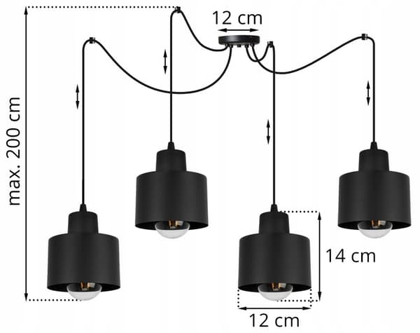 MODERNE LOFT HÆNGELAMPE SORT LED LAMPE Skærm