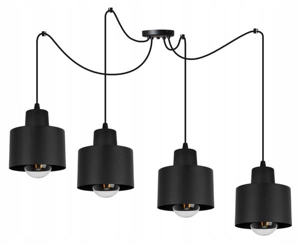 MODERNE LOFT HÆNGELAMPE SORT LED LAMPE Skærm