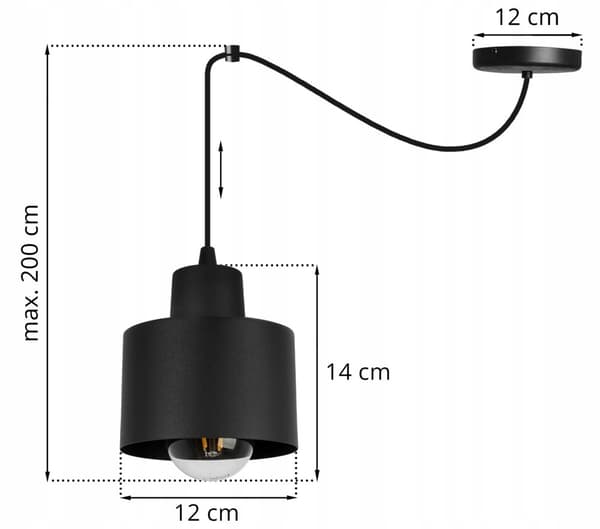 MODERNE LOFT HÆNGELAMPE SORT LED LAMPE Skærm
