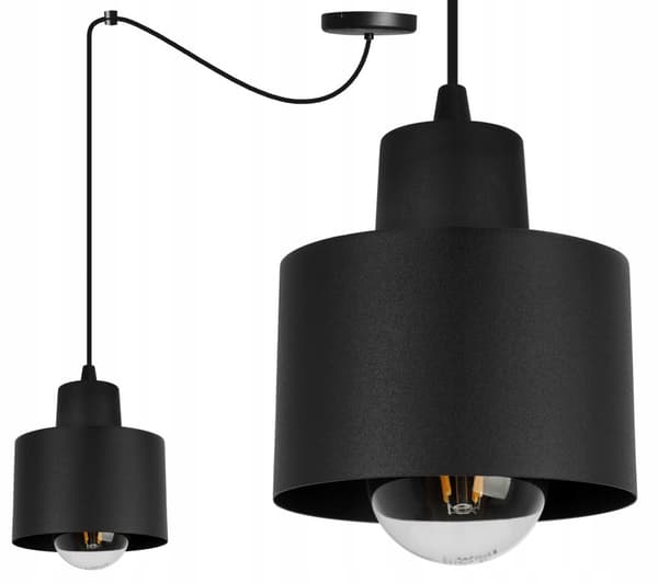 MODERNE LOFT HÆNGELAMPE SORT LED LAMPE Skærm