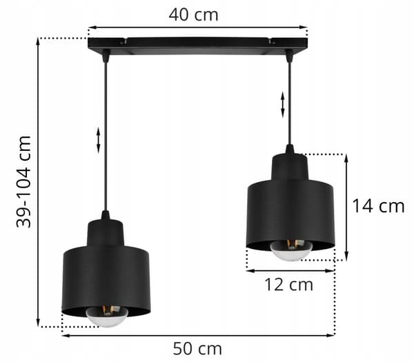 MODERNE LOFT HÆNGELAMPE SORT LED LAMPE Skærm