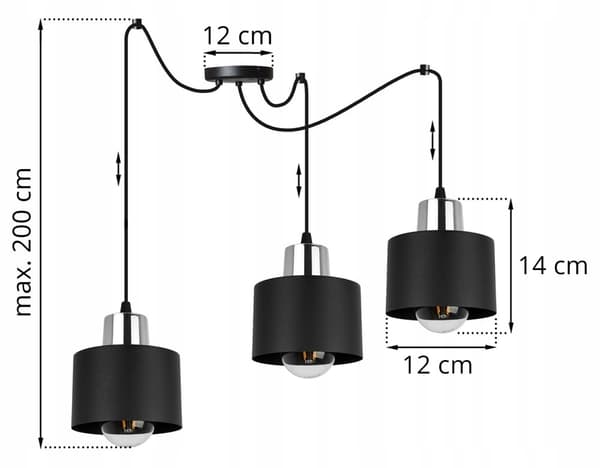 MODERNI KATTOON RIIPPUVA LAMPPU MUSTA LED-VALAISINVARJOS