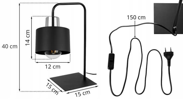 MODERN NATTBORDSLAMPA SVART LED-LAMPA