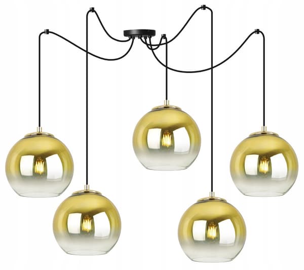 HÆNGELAMPE LOFT LYSKELYSE GULD LAMPESKÆRM 15 CM