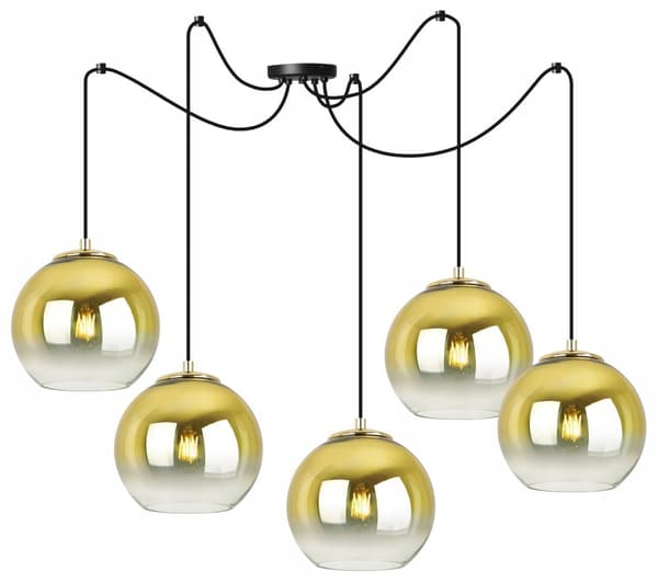 HÆNGELAMPE LOFT LYSKELYSE GULD LAMPESKÆRM 15 CM