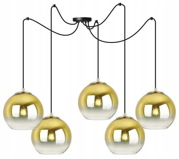 HÆNGELAMPE LOFT LYSKELYSE GULD LAMPESKÆRM 15 CM