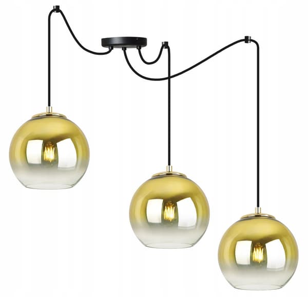 HÆNGELAMPE LOFT LYSKELYSE GULD LAMPESKÆRM 15 CM