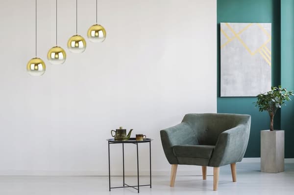 HÄNGLAMPA TAK LJUSKRAKA GULD LAMPSKÄRM 15 CM