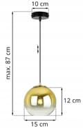 Miniatyrbild 7 av 9: HÄNGLAMPA TAK LJUSKRAKA GULD LAMPSKÄRM 15 CM