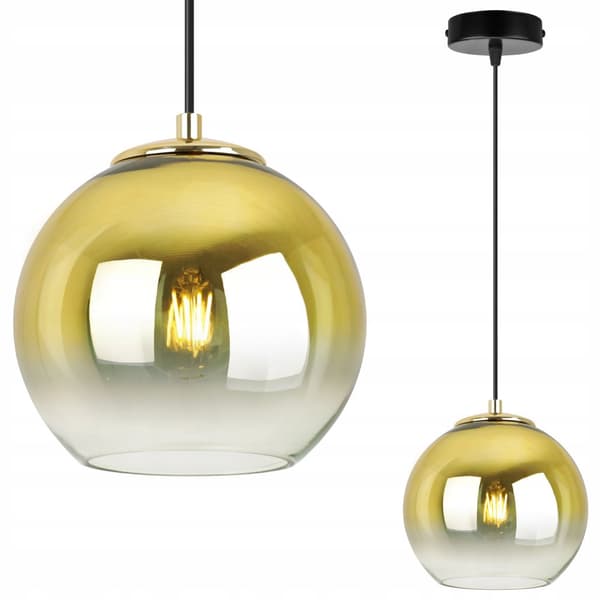 HÄNGLAMPA TAK LJUSKRAKA GULD LAMPSKÄRM 15 CM