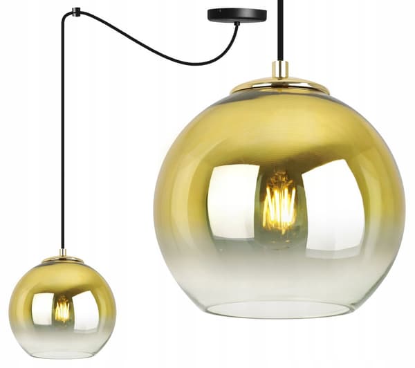 HÄNGLAMPA TAK LJUSKRAKA GULD LAMPSKÄRM 20 CM