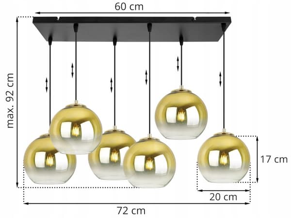 RIIPPUVALAISIN Kattokruunu KULTAINEN LAMPPUVARJOS 20 CM