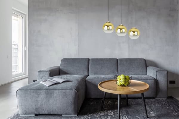 HÄNGLAMPA TAK LJUSKRAKA GULD LAMPSKÄRM 20 CM