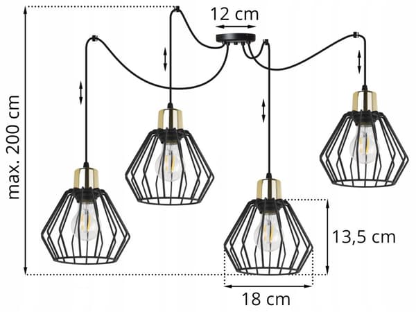 HÆNGELAMPE LOFT LYSKELYSE TRÅDLAMPE LAMPE LAMPE LED
