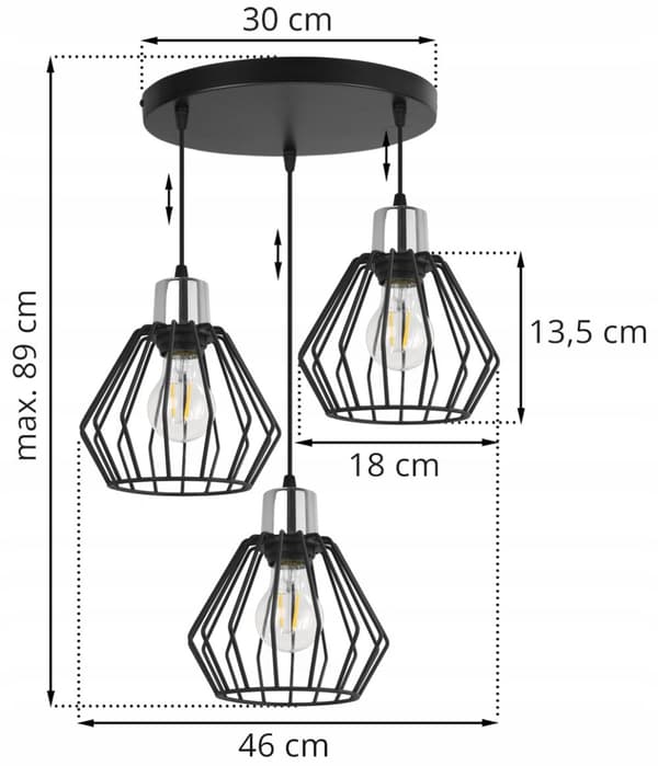 HÆNGELAMPE LOFT LYSKELYSE TRÅDLAMPE LAMPE LAMPE LED