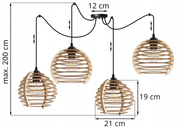 HÆNGELAMPE LOFT LYSKELYSE TRÆLAMPE ...