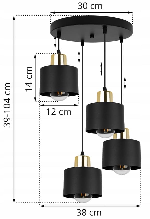 MODERNE LOFT HÆNGELAMPE SORT LED LAMPE Skærm