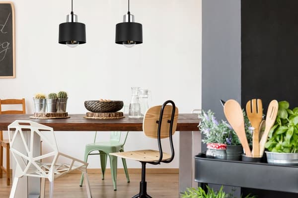 MODERNE LOFT HÆNGELAMPE SORT LED LAMPE Skærm