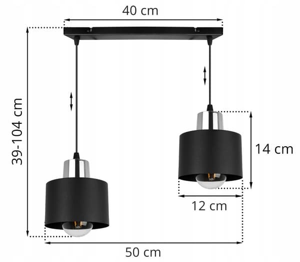 MODERNE LOFT HÆNGELAMPE SORT LED LAMPE Skærm