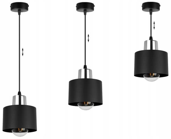 MODERNE LOFT HÆNGELAMPE SORT LED LAMPE Skærm
