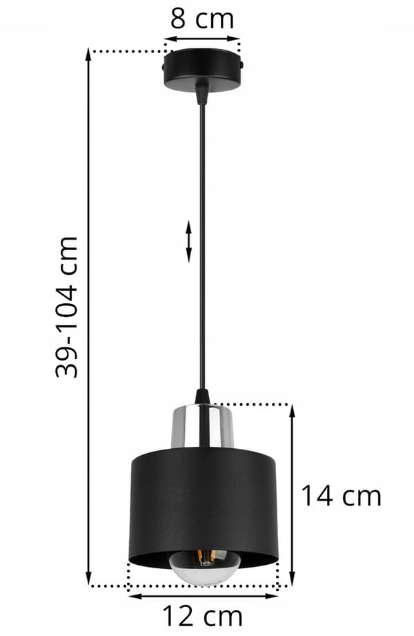 MODERNE LOFT HÆNGELAMPE SORT LED LAMPE Skærm