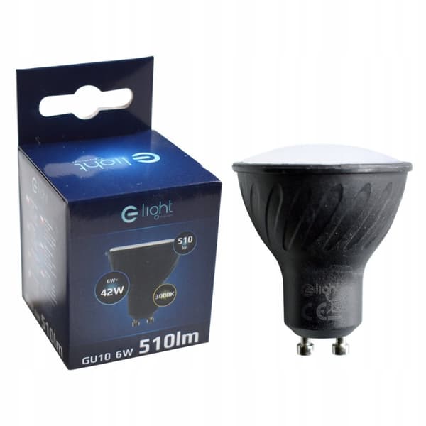 LED GLÖDA GU10 VARM FÄRG 6W = 42W SVART