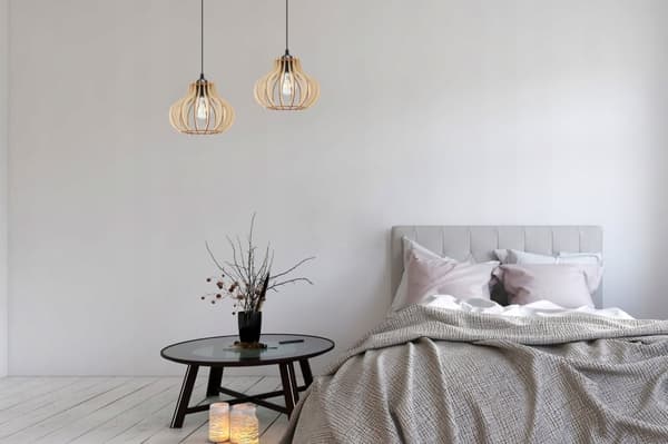 HÆNGELAMPE LOFT LYSKELYSE TRÆLAMPE ...