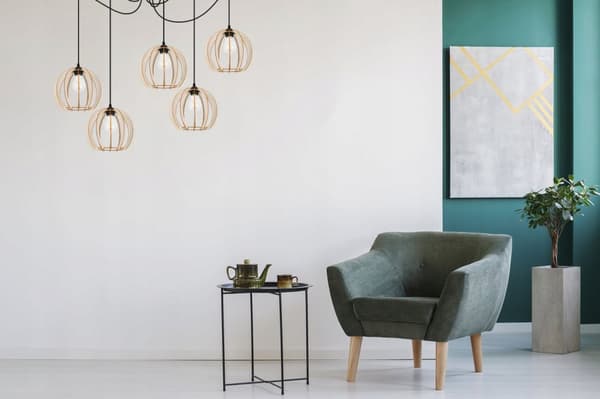 MODERN LED-TAK HÄNGLAMPA AV TRÄ
