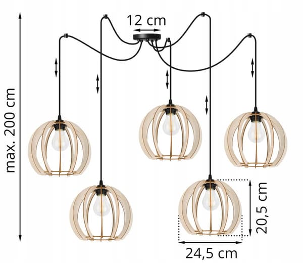 MODERN LED-TAK HÄNGLAMPA AV TRÄ