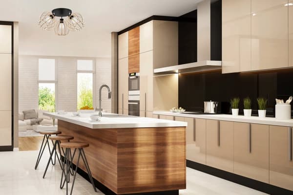 MODERNE TRÆ LED LOFT HÆNGELAMPE