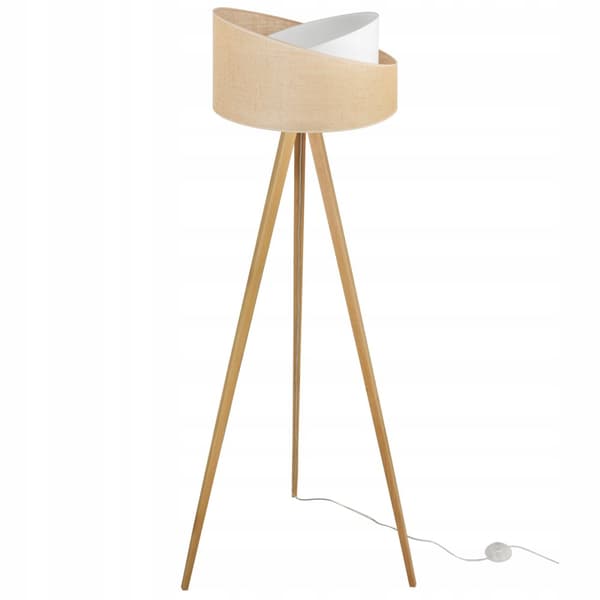 STATIV GOLVLAMPA TRÄ LAMPSKÄRM JUTE 45CM