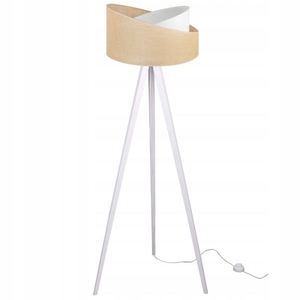 STATIV GOLVLAMPA TRÄ LAMPSKÄRM JUTE 45CM