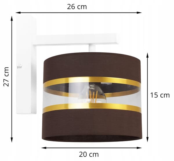 VÄGGLAMPA KVADRIG LAMPA LAMPSKÄRM ELEGANT GULD 20 CM