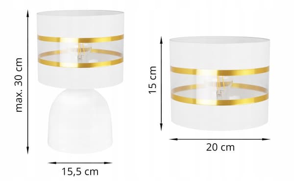 NADTBORDSLAMPE ELEGANT GULD LAMPESKÆRM 20 CM