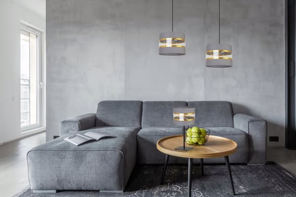 SÄNGBORDSLAMPA ELEGANT GULD LAMPSKÄRM 20 CM