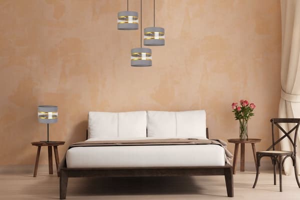 SÄNGBORDSLAMPA ELEGANT GULD LAMPSKÄRM 20 CM