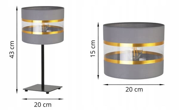 SÄNGBORDSLAMPA ELEGANT GULD LAMPSKÄRM 20 CM