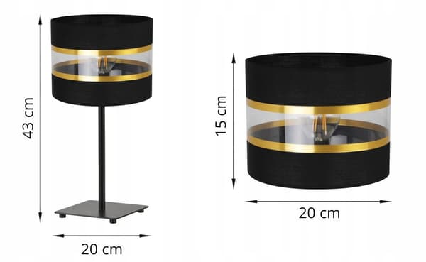SÄNGBORDSLAMPA ELEGANT GULD LAMPSKÄRM 20 CM